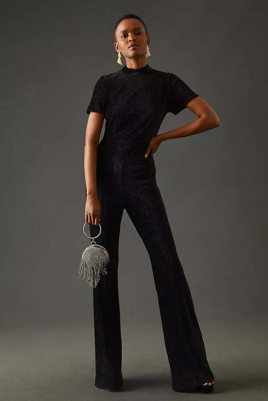 New Anthropologie by Hutch Knit Catsuit $188 SIZE 14 Black Jumpsuit Playsuit